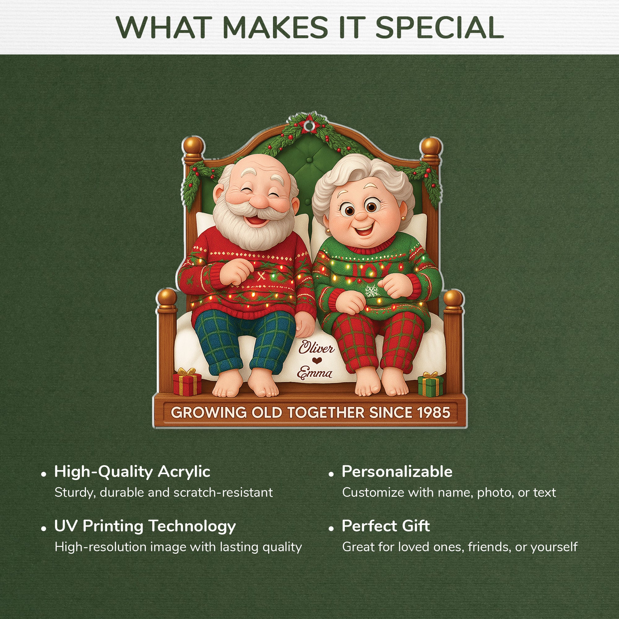 7030OUS4 3d printing effect custom acrylic christmas ornaments gifts for an old couple 7030OTT5G