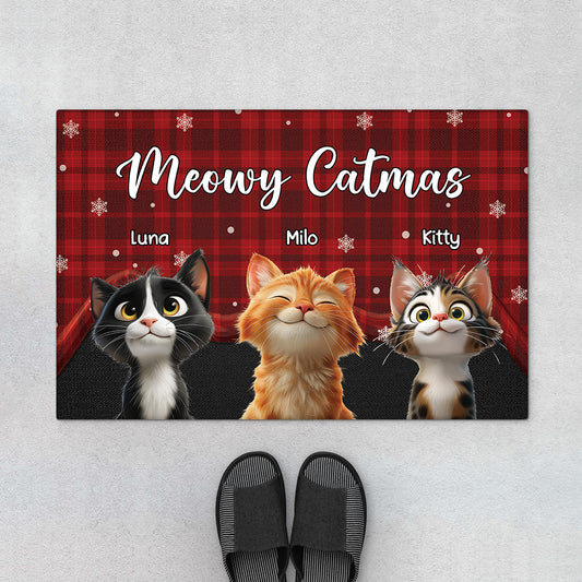 7034DUS1 merry christmas from our family doormat custom gifts for cat lovers 7034DTLND_1
