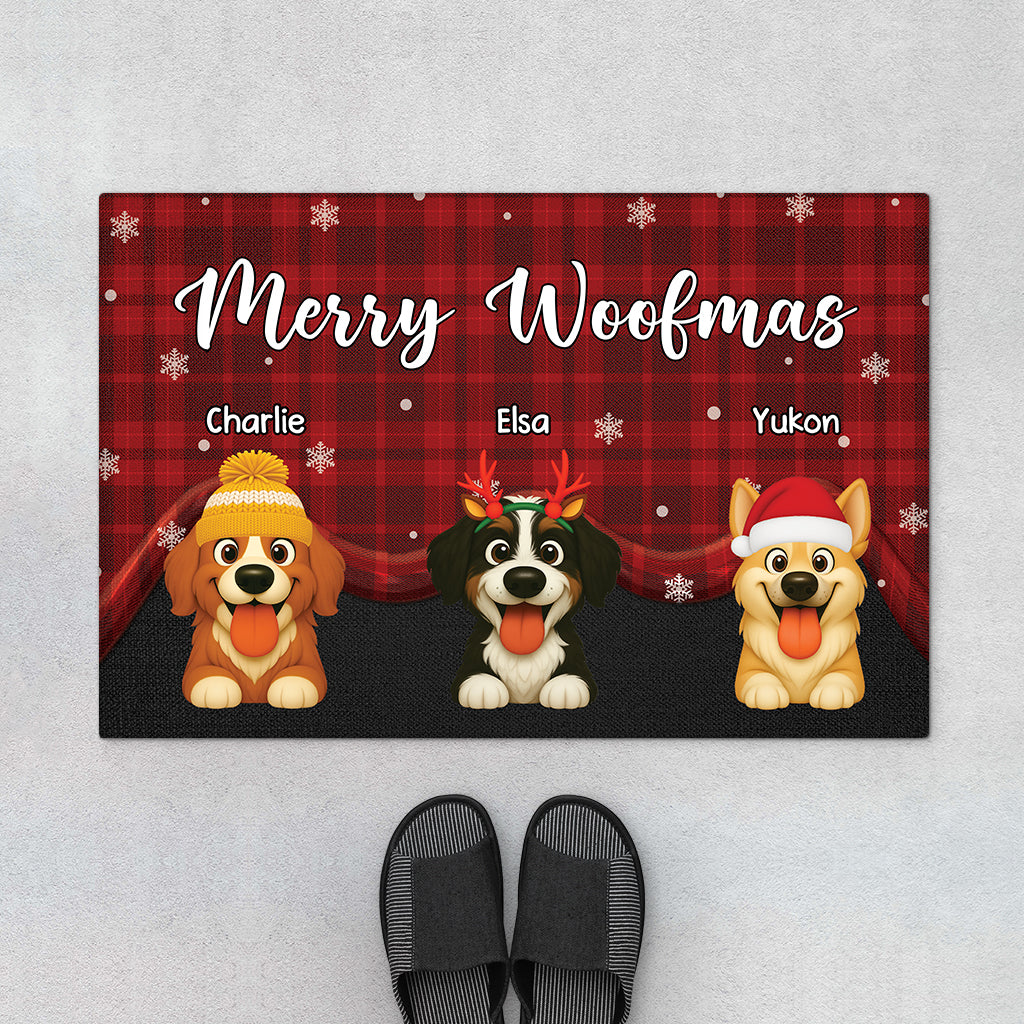 7034DUS1 merry christmas from our family doormat custom gifts for dog lovers 7034DTLNC_2