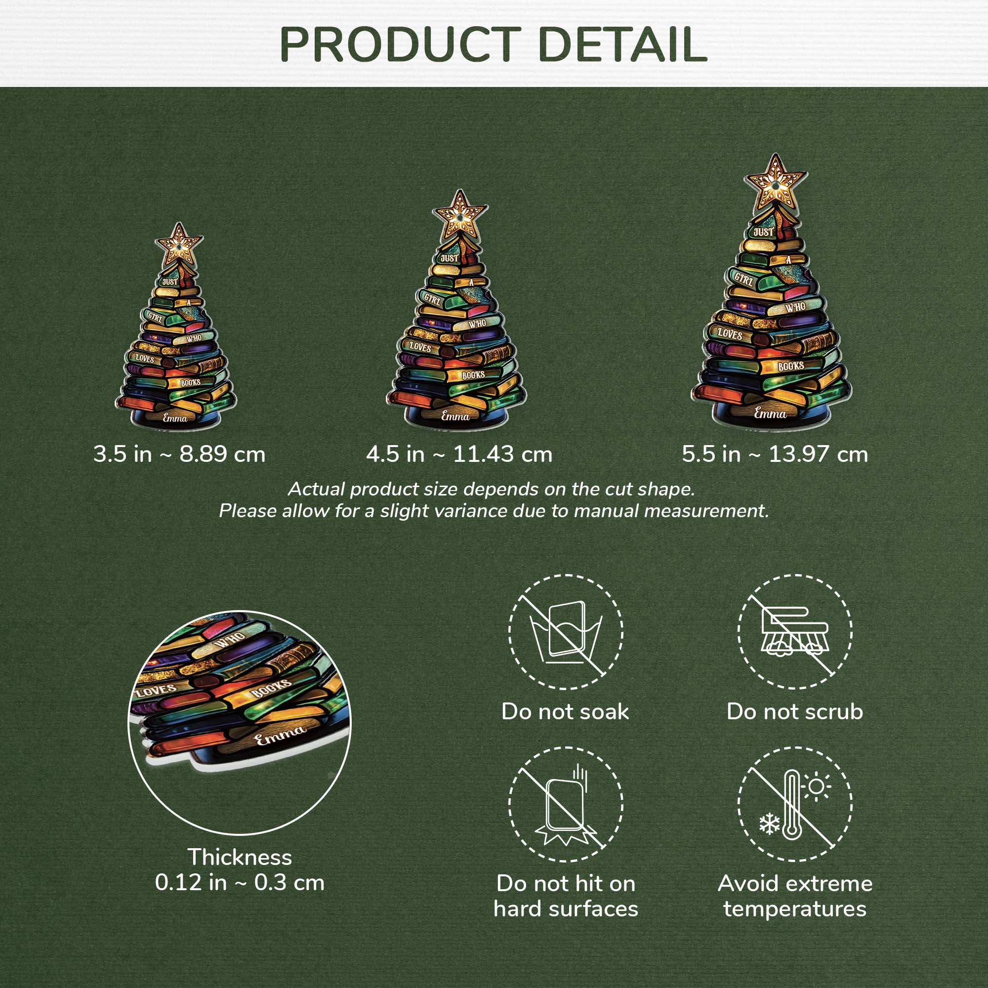 7044OUS3 3d printing effect acrylic book christmas tree ornaments custom gifts for bookworms 7044OKTCA