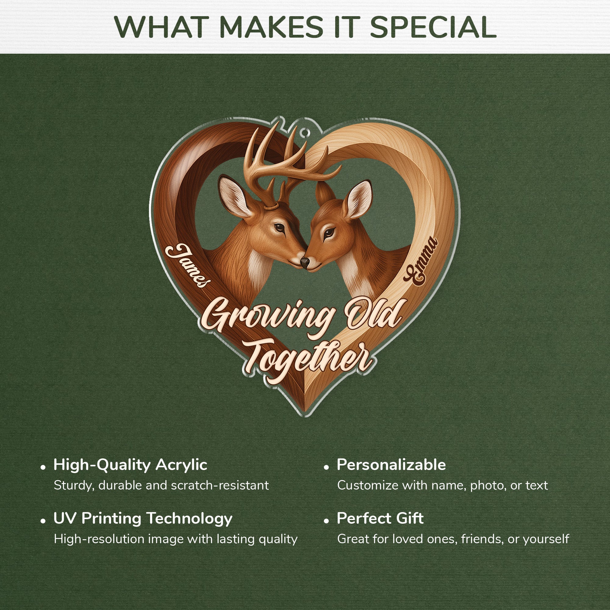 7048OUS4 3d printing effect custom acrylic deer ornaments christmas gifts for couples 7048O