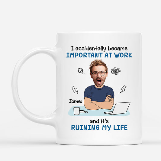7065MUS1 accidentally become important at work_ photo mug personalized office gifts 7065MKLCO_1