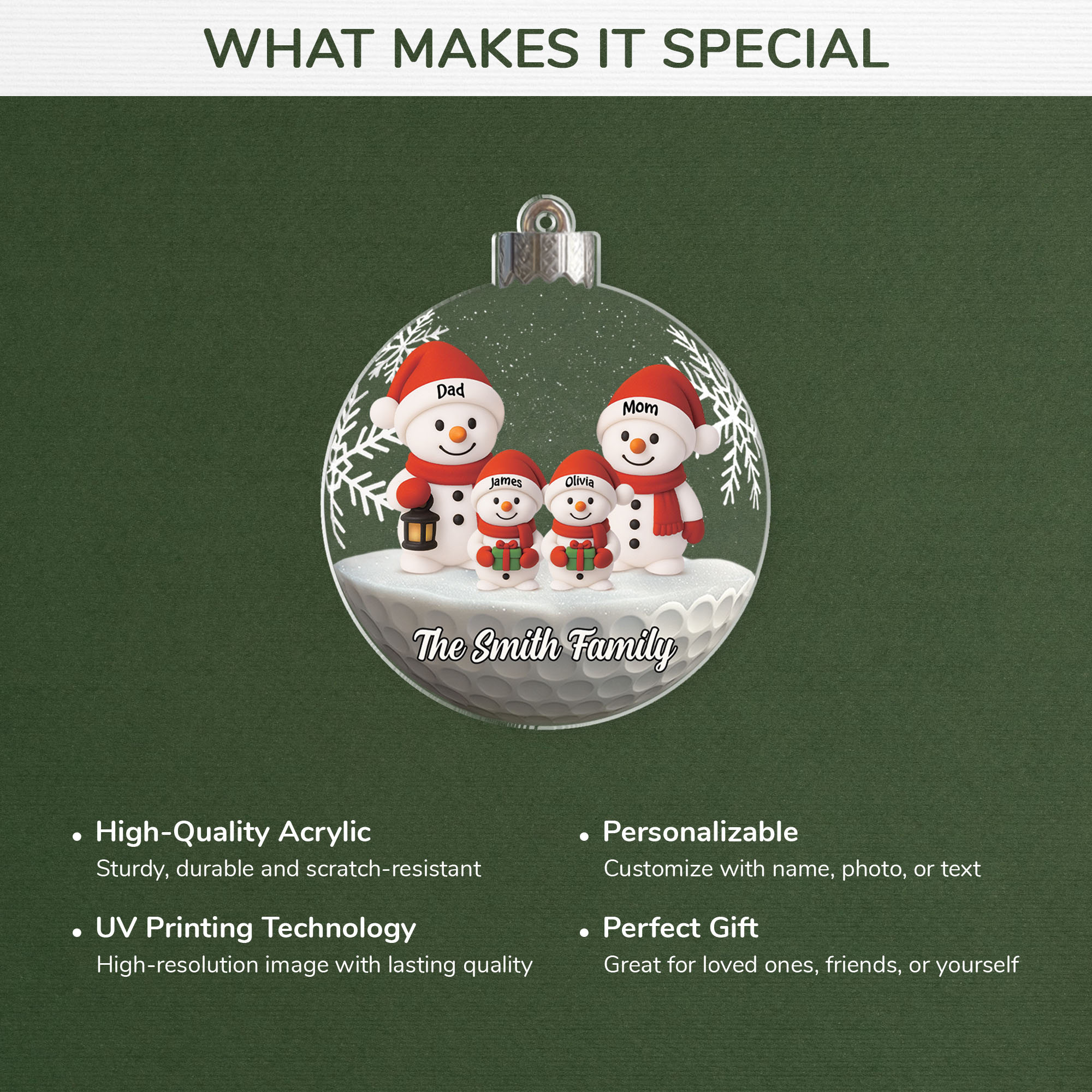 7079OUS4 snowman christmas ornaments acrylic custom gifts for family 7079OKV5I