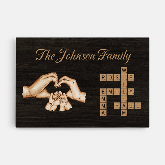7082CUS1 hands holding family crossword canvas personalized gift for family 7082C8PNI