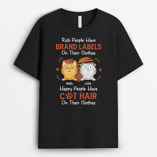 7089AUS1 happy people have cat hair on their clothes shirt custom gifts for cat lovers 7089ATQCD