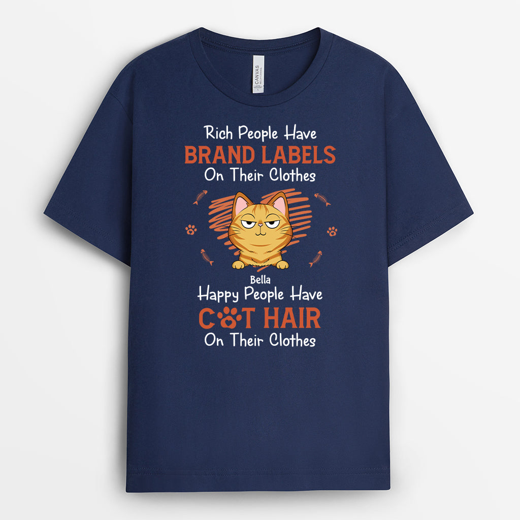 7089AUS2 happy people have cat hair on their clothes shirt custom gifts for cat lovers 7089ATQCD