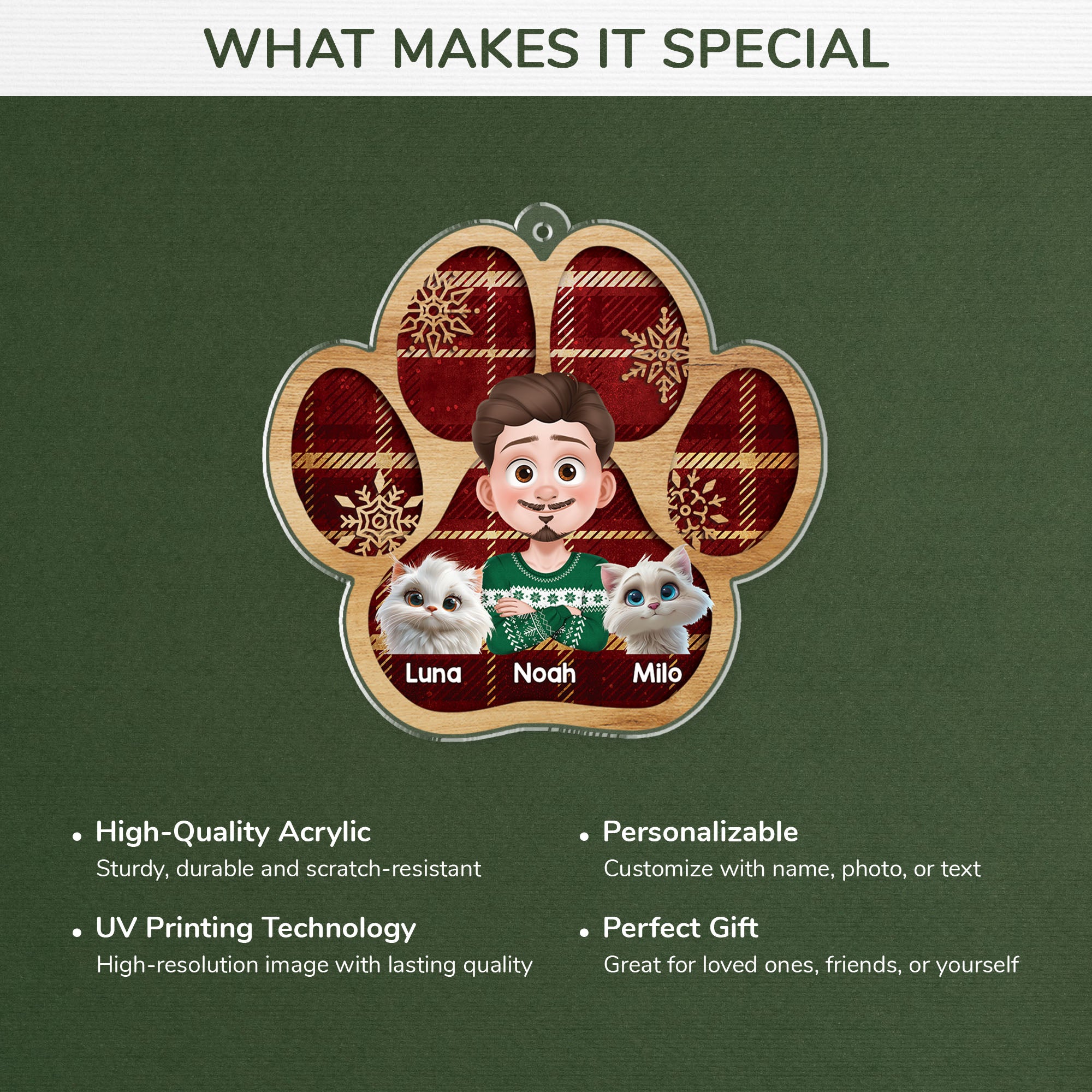 7104OUS4 acrylic cat paw print ornament_ custom christmas gifts for cat owners 7104OKV5D