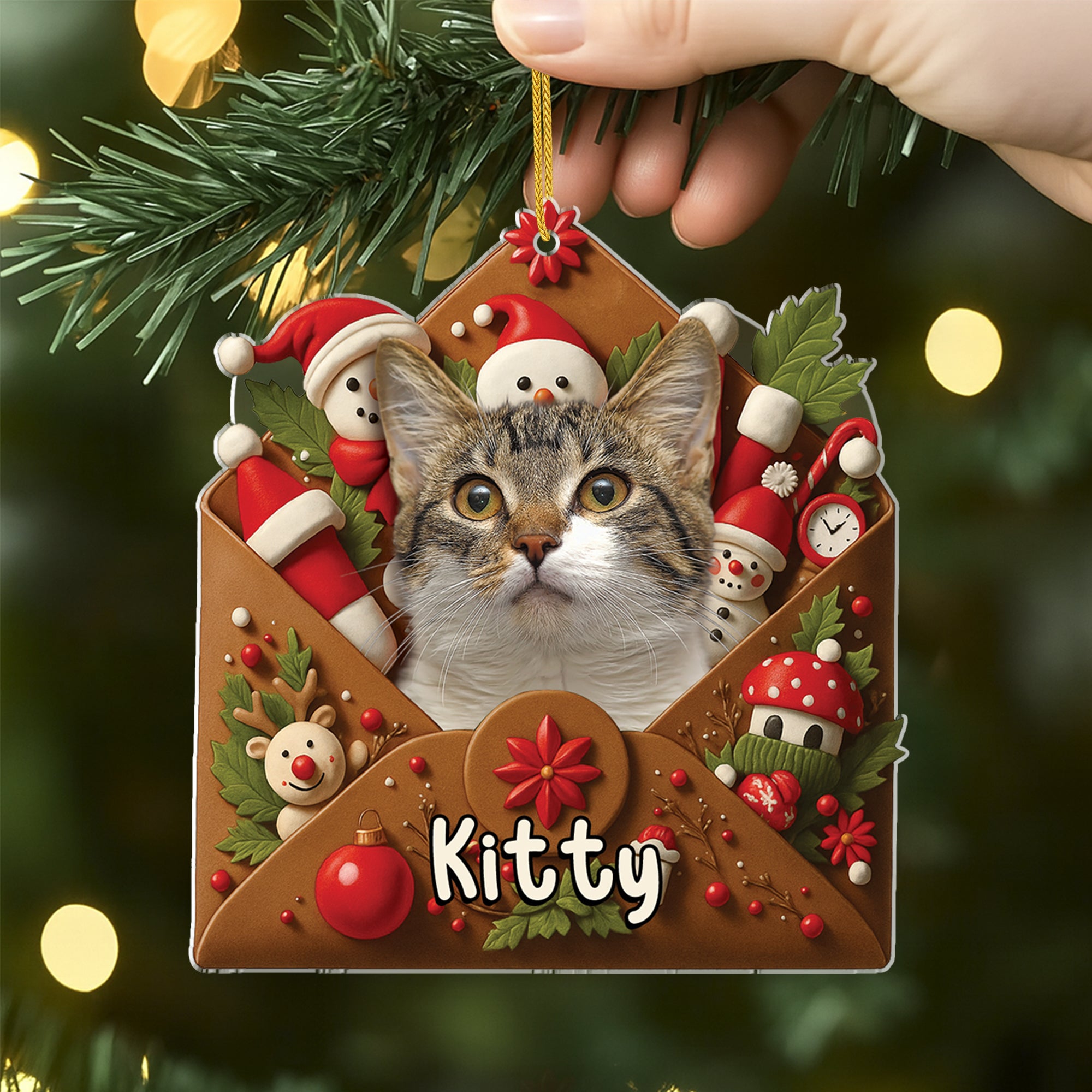 7109OUS2 acrylic cat photo ornament_ personalized christmas gift 7109OTMND