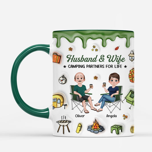 7120MUS1 3d printing effect personalized couple mug husband and wife camping partners for life_ 7120MKLMG_2