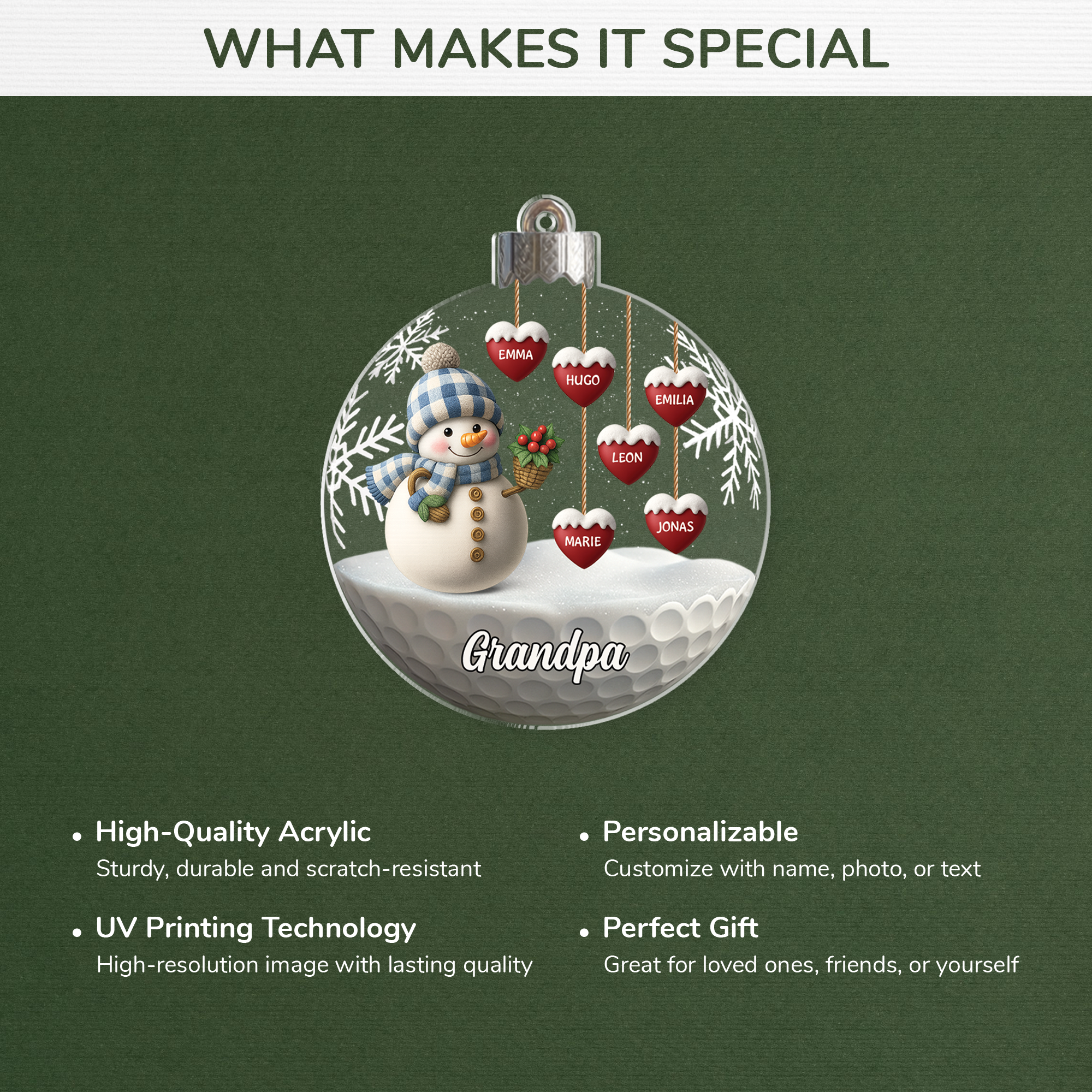 7131OUS4 3d printing effect acrylic snowman christmas ornament custom gifts for grandparents 7131O8T5A