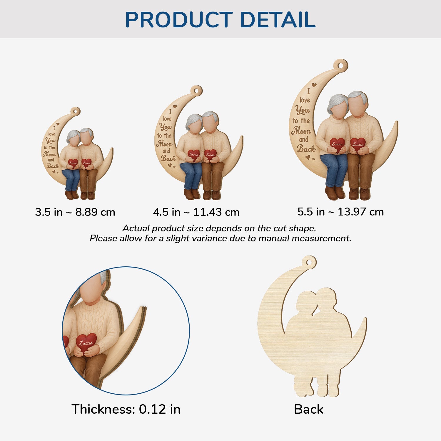 7152OUS3 custom 1 layered wooden couple christmas ornament i love you to the moon and back 7152O