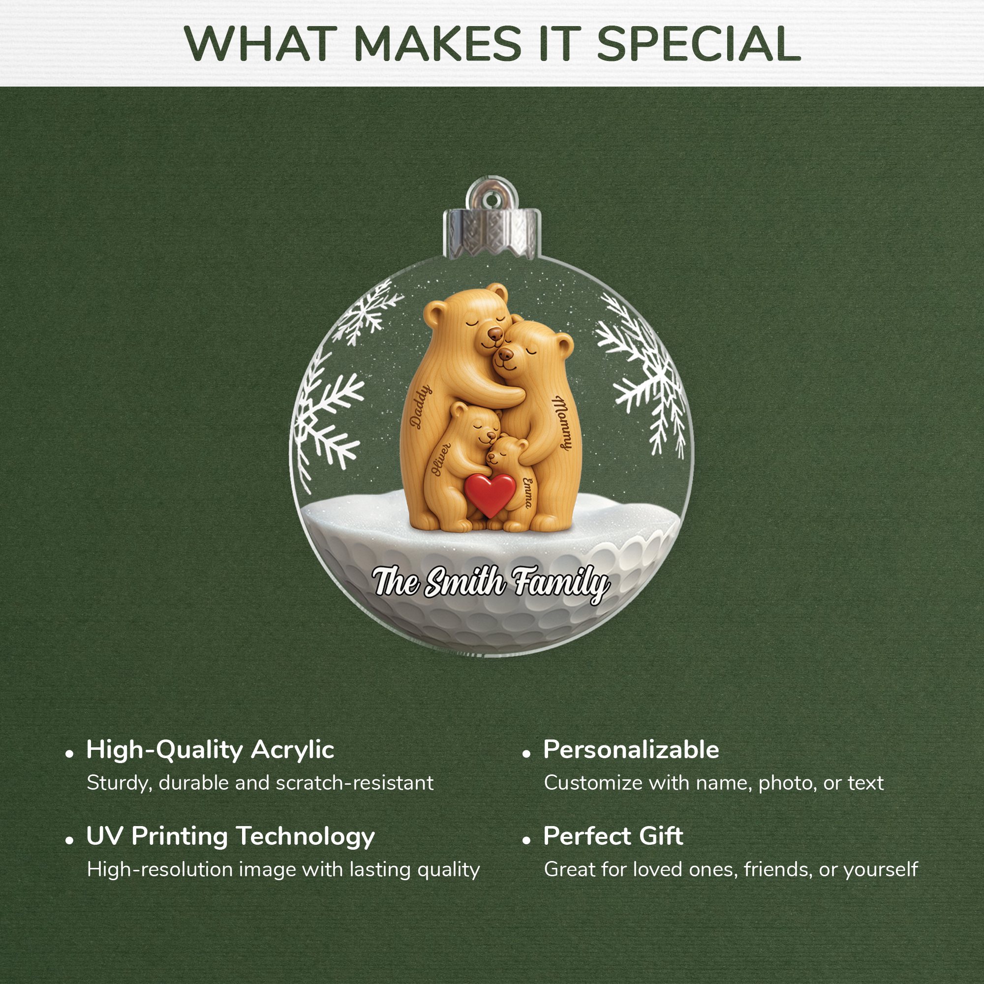7158OUS4 3d printing effect acrylic bear family ornament personalized christmas gift 7158OTT5I