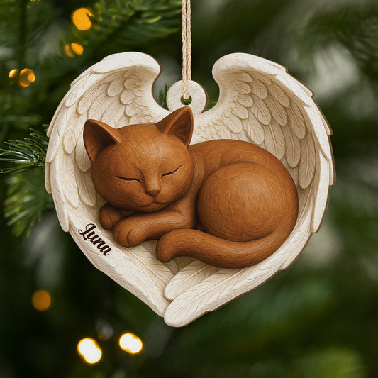 7173OUS1 3d printing effect 1 layered wooden cat with angel wings ornament_ custom memorial gifts 7173O3ZZD