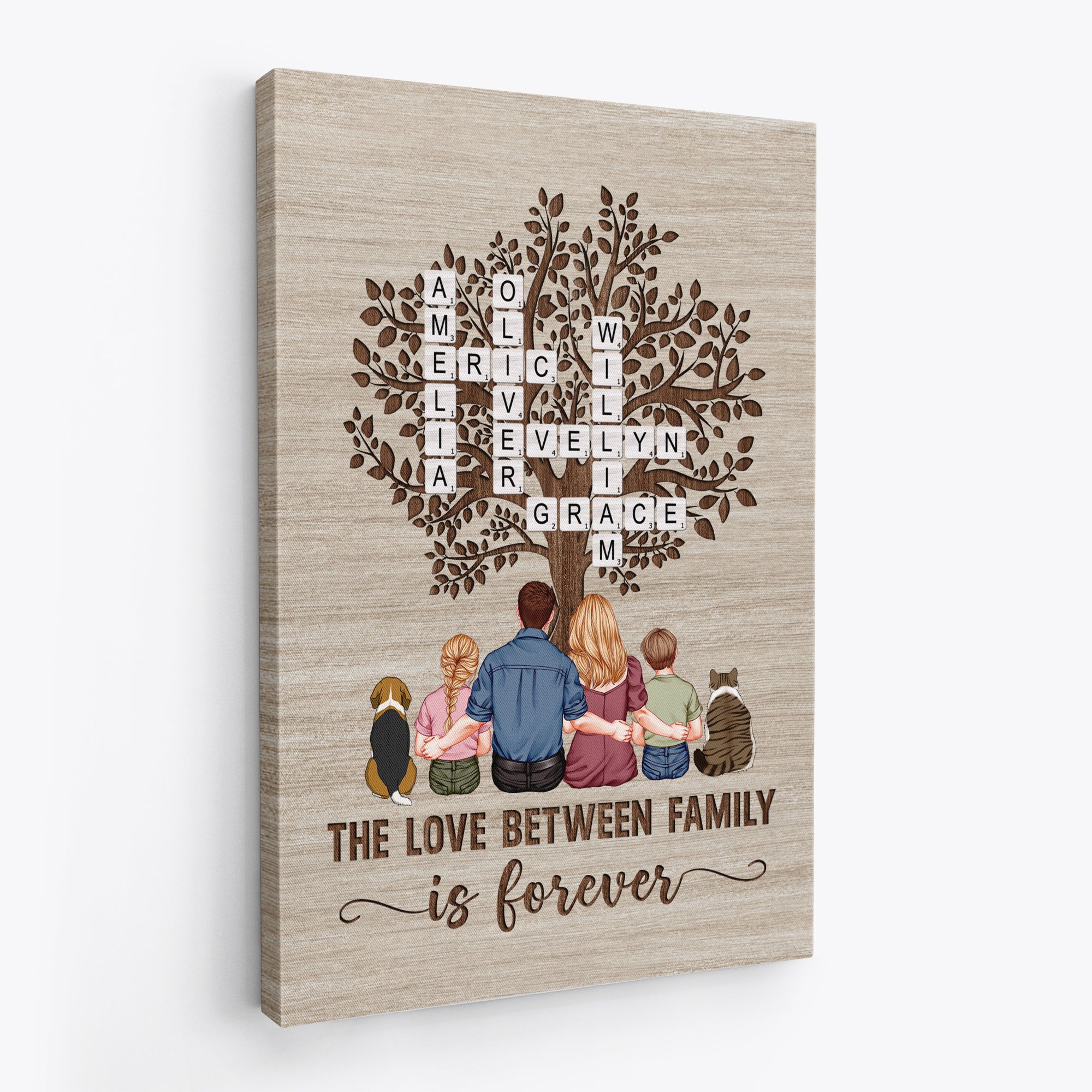 7179CUS2 personalized family name crossword canvas the love between family is forever 7179C3T5I