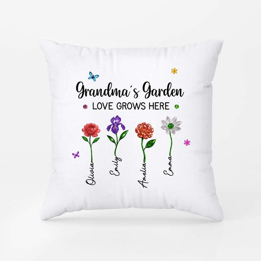 7211PUS1 grandmas garden love grows here pillow custom gifts for grandmamom 7211p6q5a