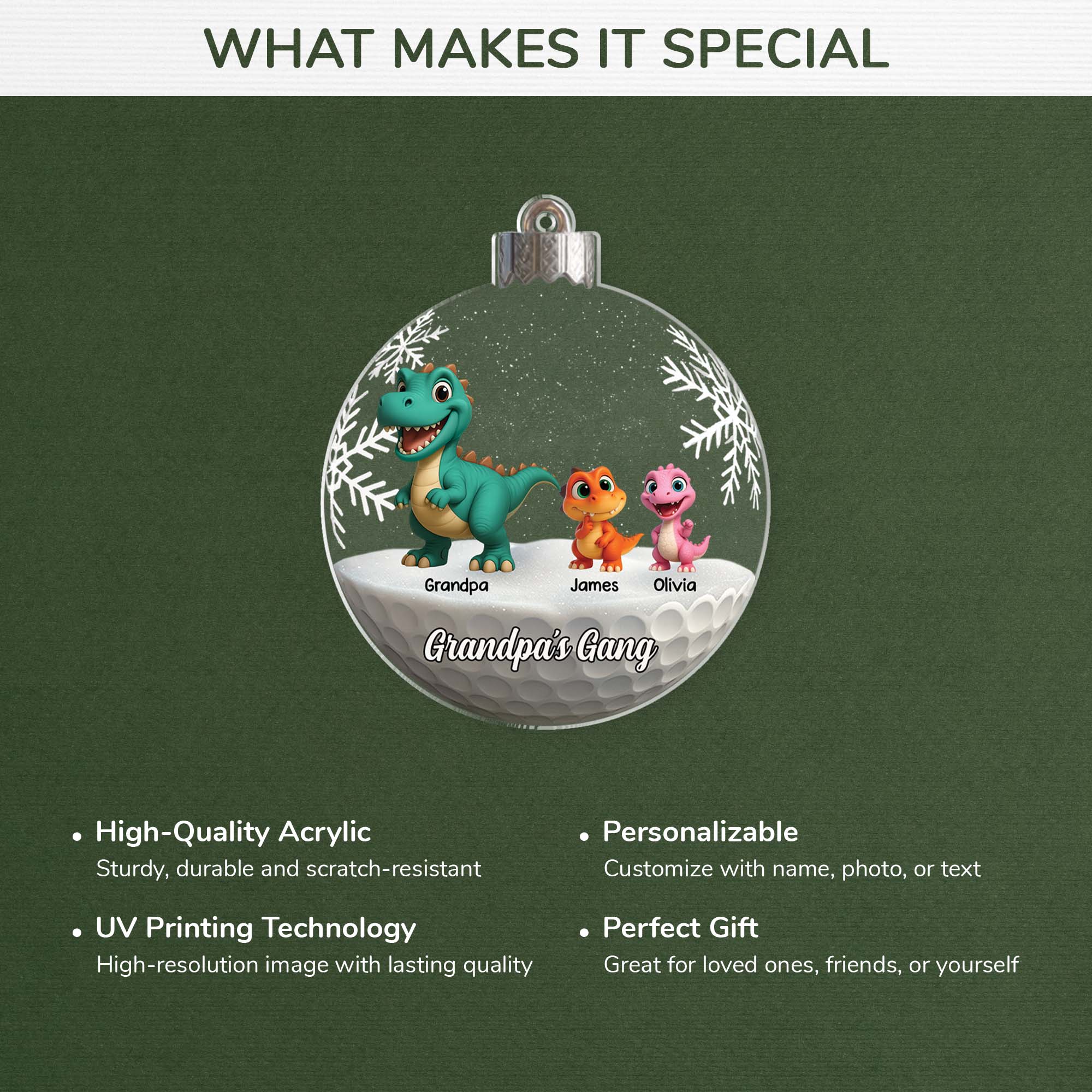 7214OUS4 dinosaur christmas ornaments acrylic custom gifts for grandma grandpa 7214O6L5B