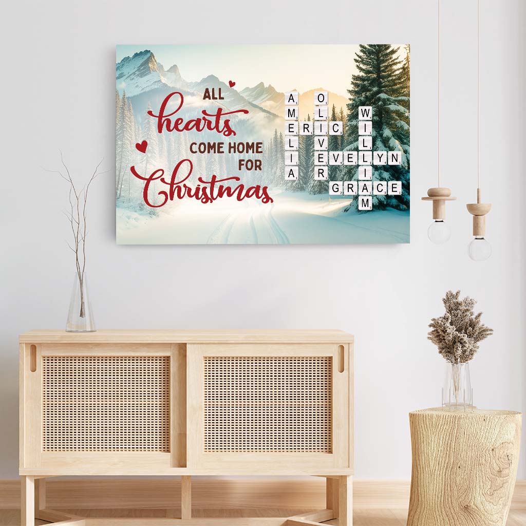 7215CUS3 personalized family name crossword canvas_ all hearts come home for christmas 7215C6T5I