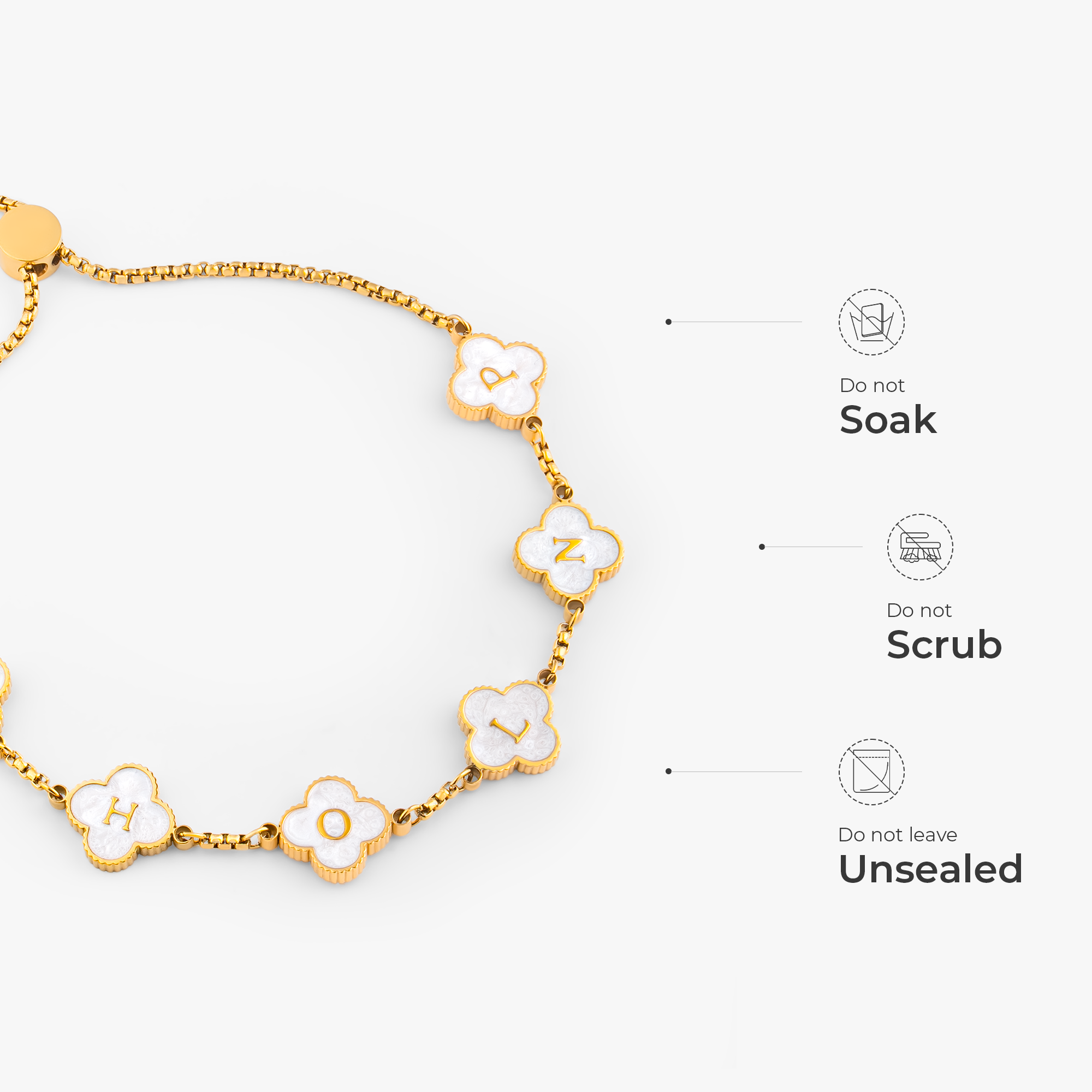 7218JUS4 clover charm bracelet with initials personalized gifts for him her 7218J0P5A