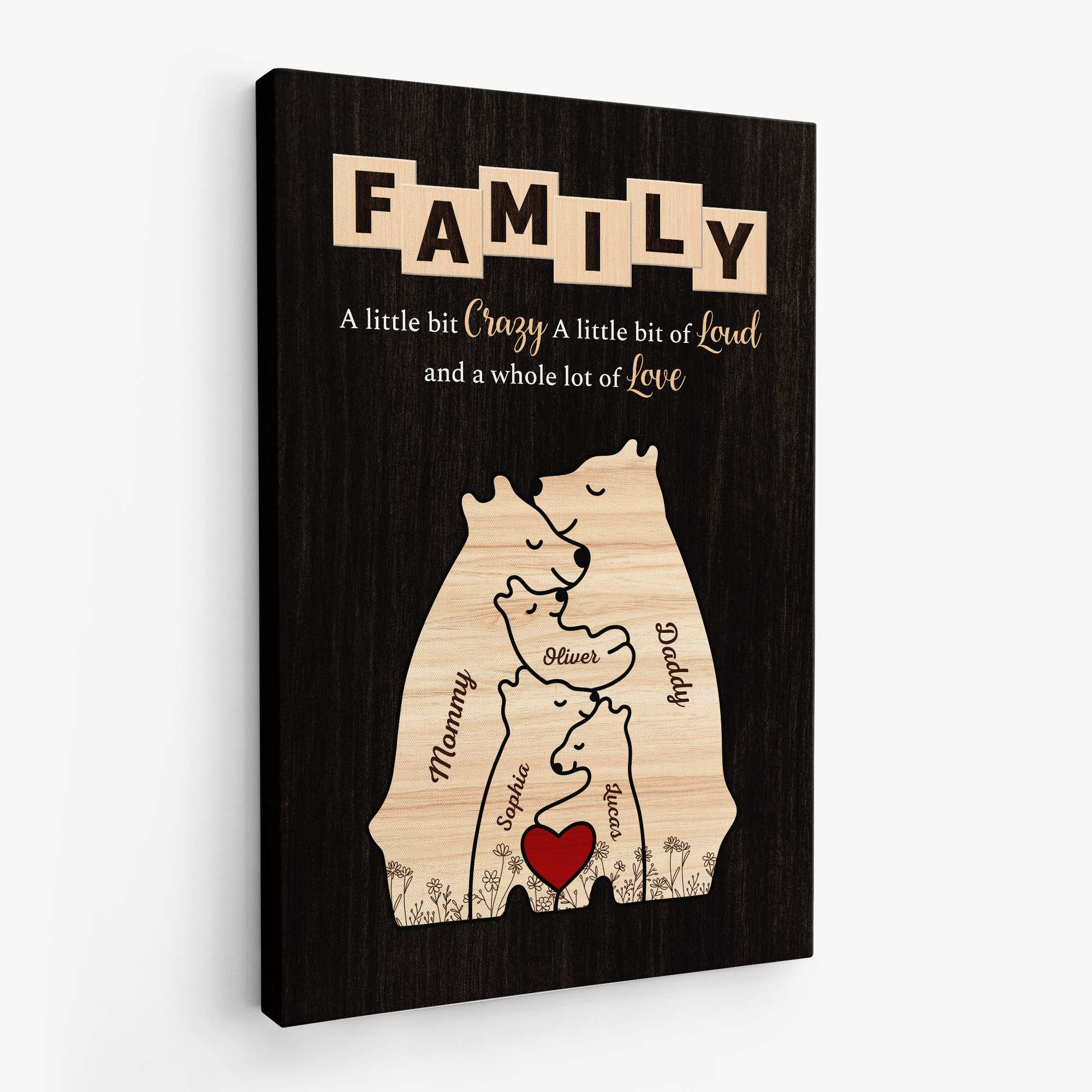 7266CUS2 custom bear family canvas family a little bit of crazy wall art_ 7266CTT5I