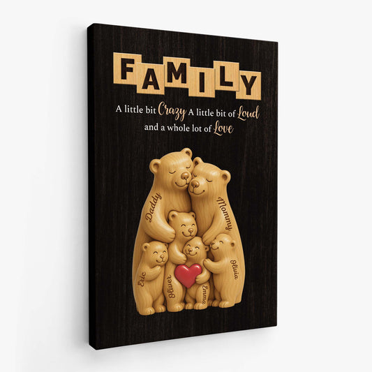 7267CUS2 3d printing effect bear family canvas personalized gift for family 7267CTT5I
