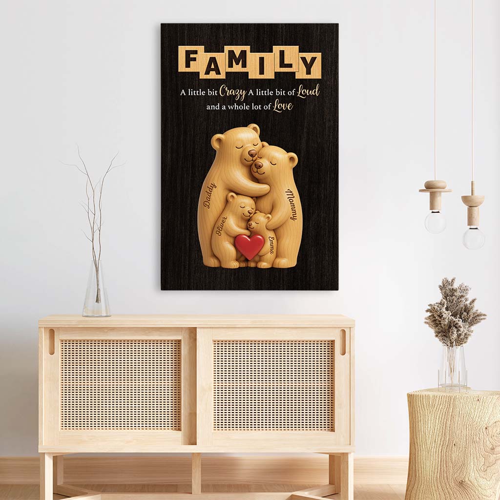 7267CUS3 3d printing effect bear family canvas personalized gift for family 7267CTT5I