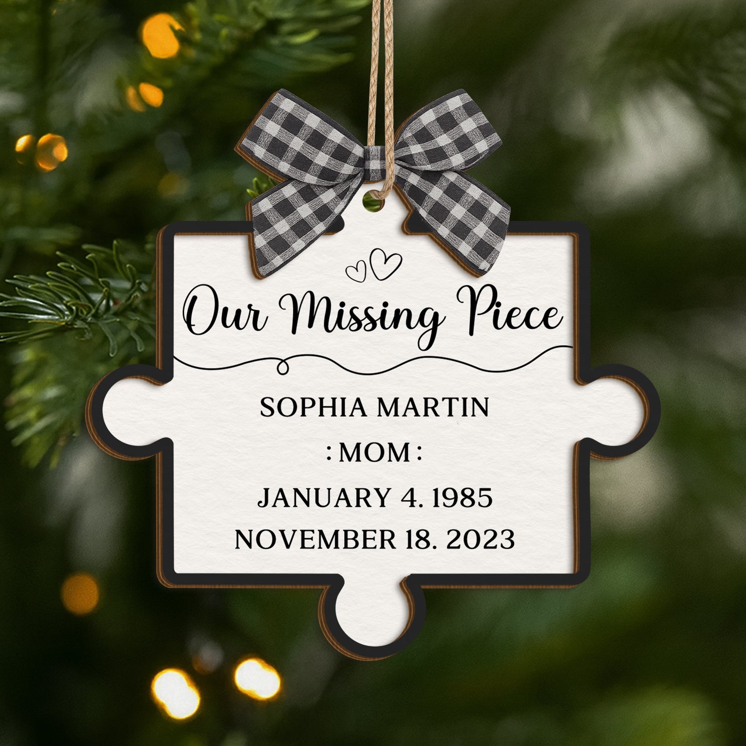 7290OUS1 2 layered wooden puzzle piece christmas ornaments_ custom memorial gifts 7290OTQCA