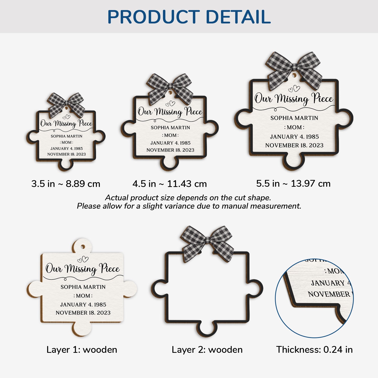 7290OUS3 2 layered wooden puzzle piece christmas ornaments_ custom memorial gifts 7290OTQCA