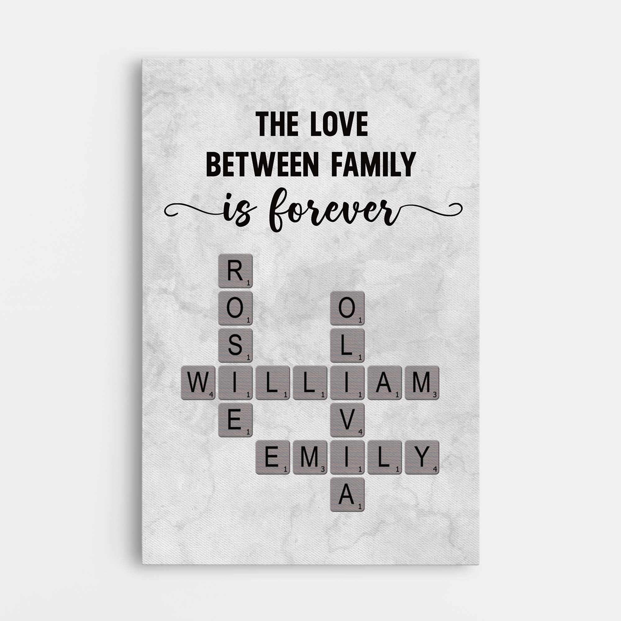 7328CUS1 custom family crossword canvas the love between family is forever 7328C8M5I