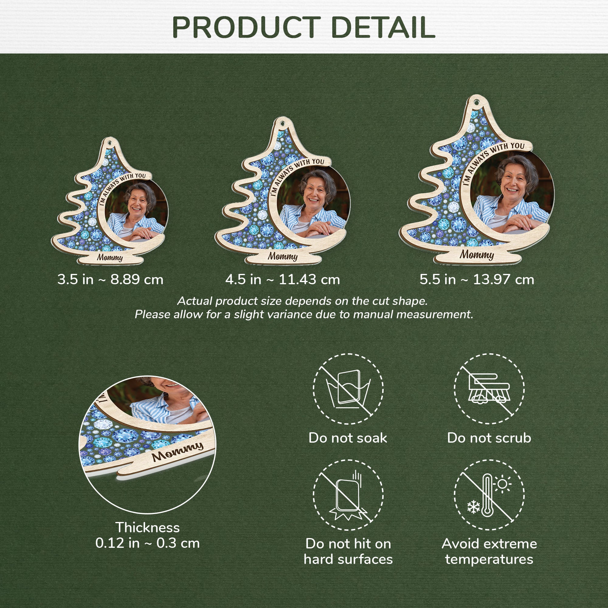 7350OUS3 acrylic memorial photo ornament custom memorial gifts for loss of mom dad 7350O3T5A