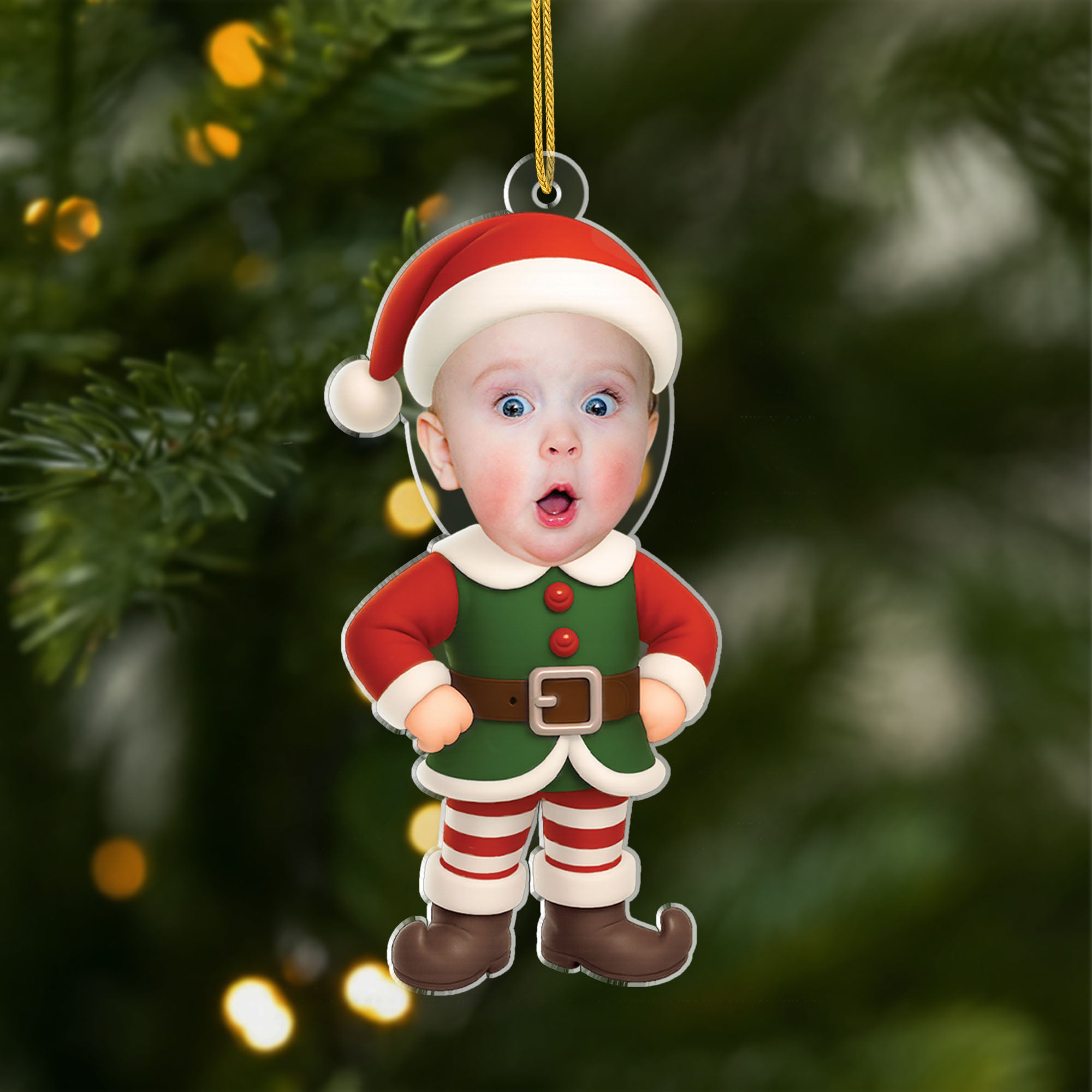 7352OUS1 acrylic elf christmas ornaments with a photo personalized baby gifts 7352OTV5K