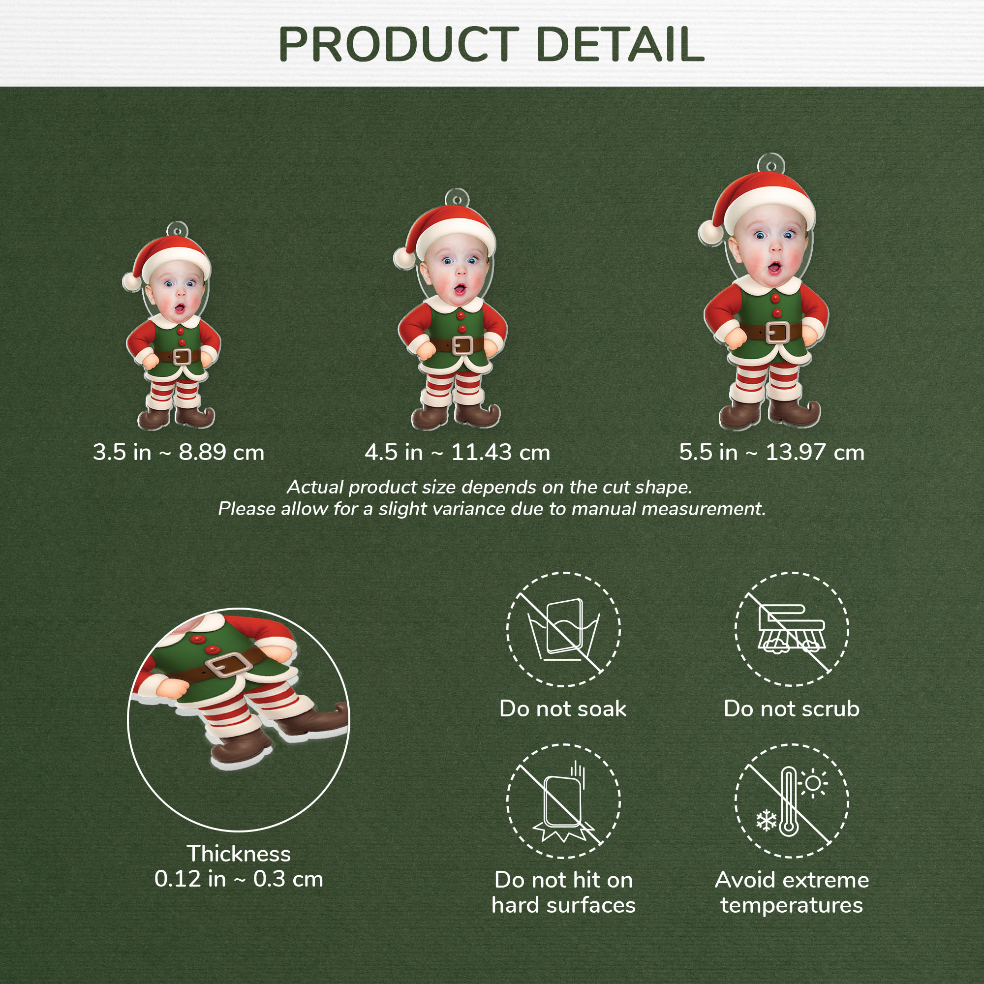 7352OUS3 acrylic elf christmas ornaments with a photo personalized baby gifts 7352OTV5K