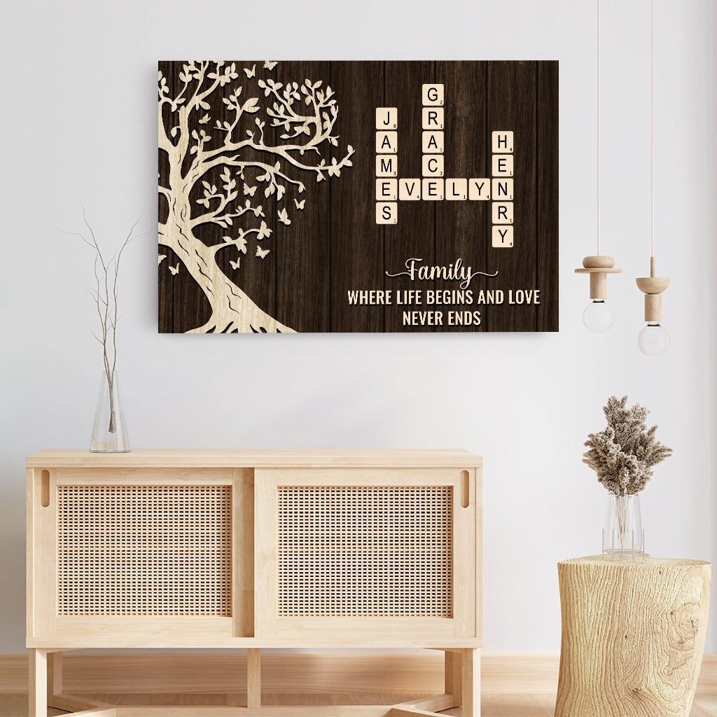 7360CUS3 personalized family canvas with names family crossword wall art 7360C3VMI