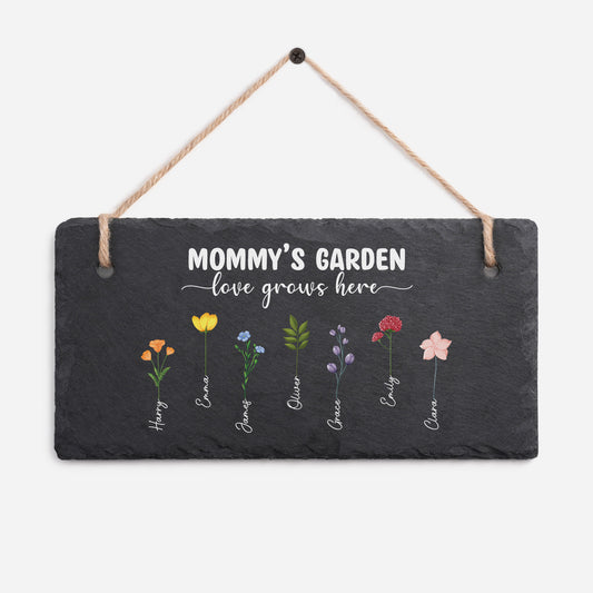 7379AUS1 personalized slate garden sign momgrandmas garden love grows here 7379ae6q5a