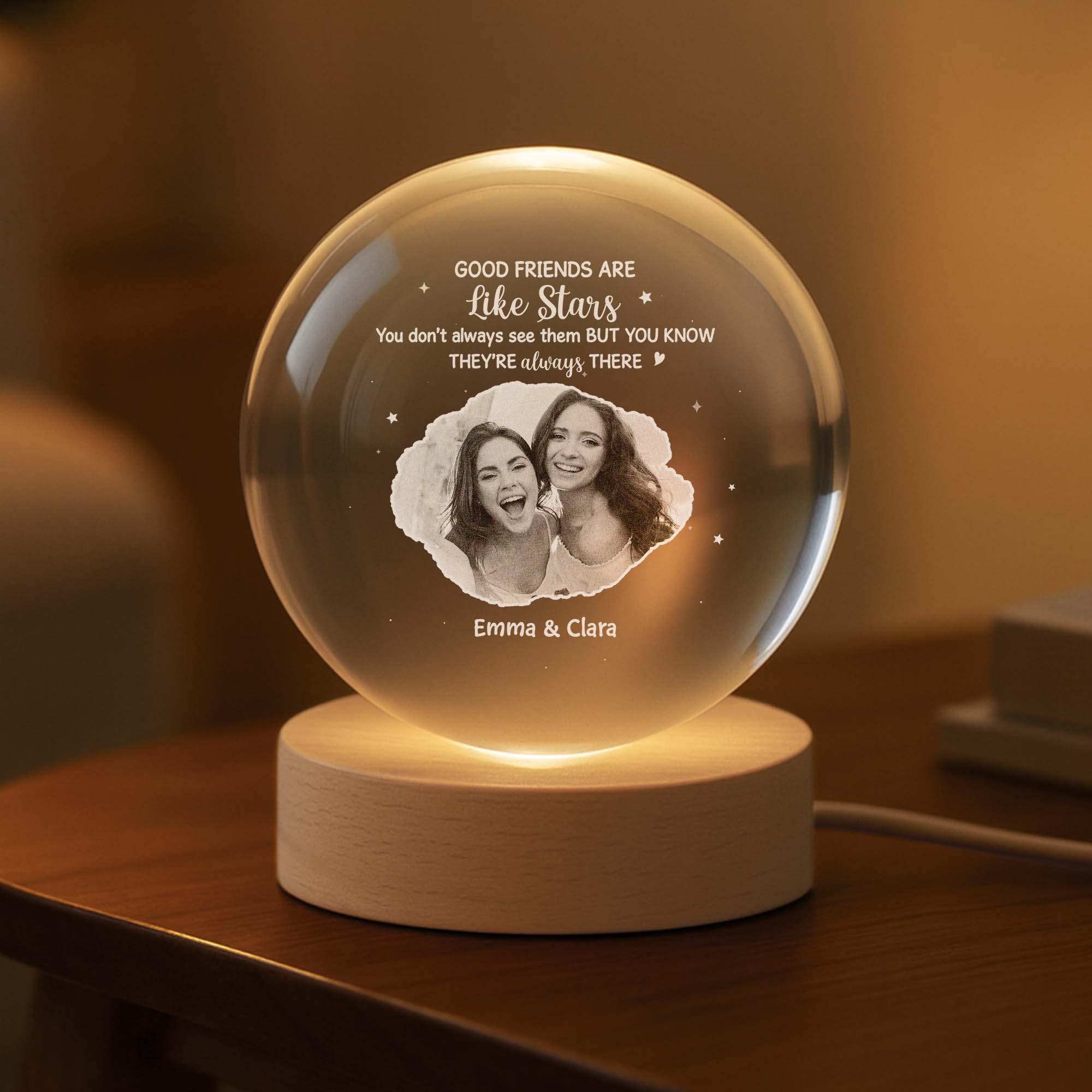 7397LUS2 custom photo crystal ball lamp good friends are like stars gifts 7397LKV5F