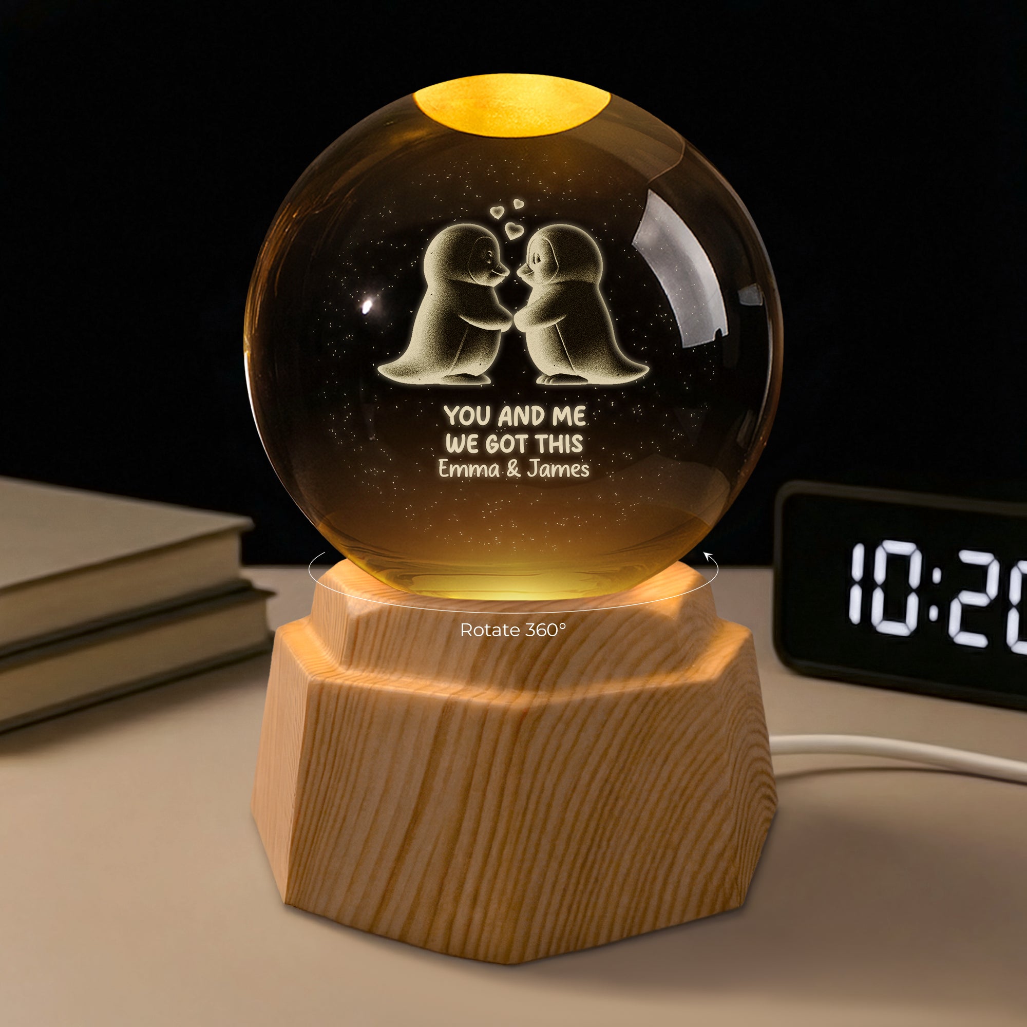 7414LUS2 penguin 3d crystal ball lamp custom gifts for couples 7414L8QNG