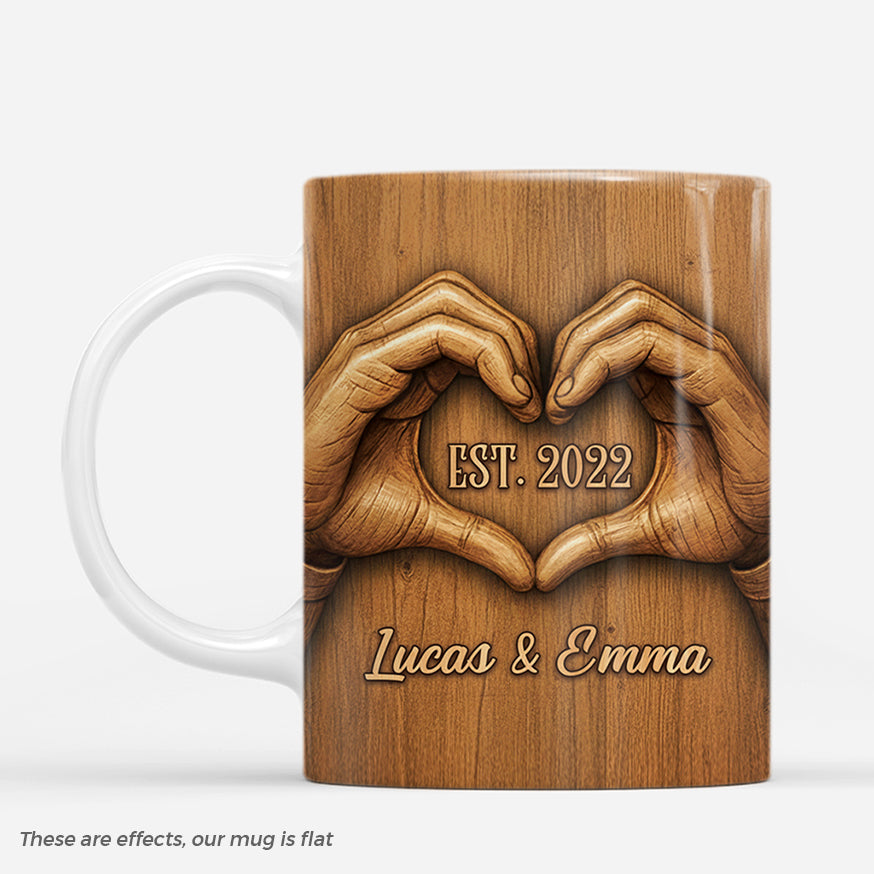 7425MUS1 3d printing effect heart hand sign mug custom gifts for couples 7425MTQTG