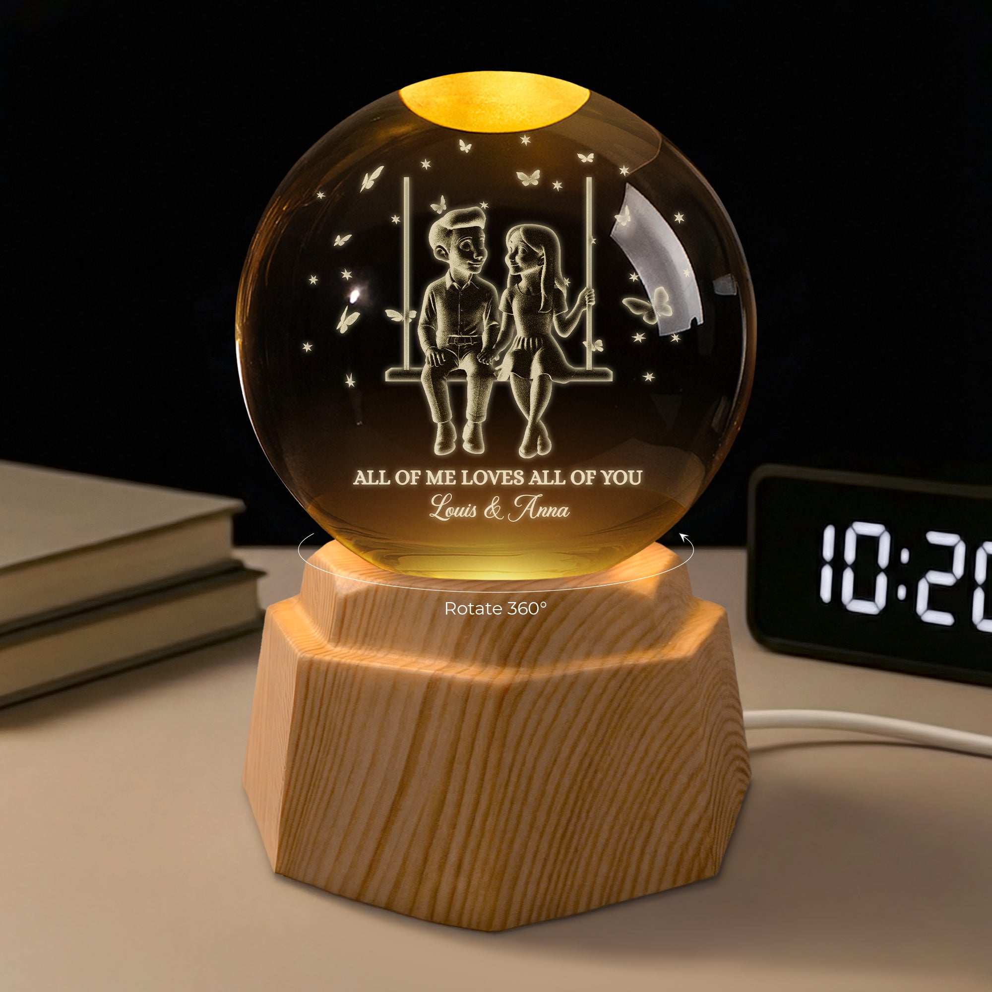 7455LUS2 custom 3d crystal ball lamp romantic gifts for couples 7455L6QWG