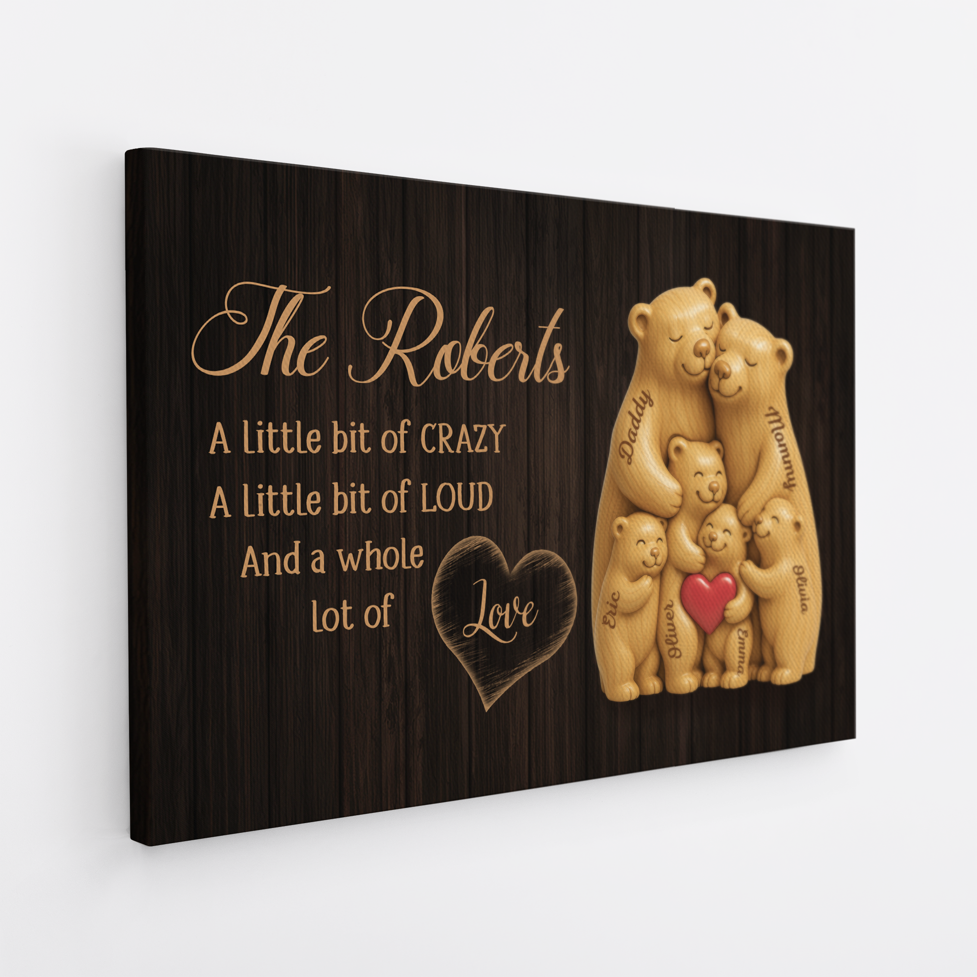 7468CUS2 personalized bear family canvas family a little bit of crazy wall art_ 7468C6T5I