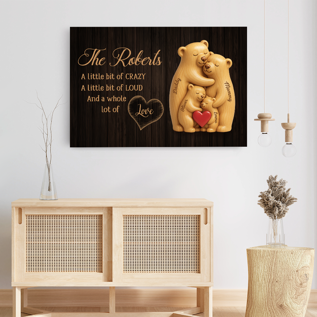 7468CUS3 personalized bear family canvas family a little bit of crazy wall art_ 7468C6T5I