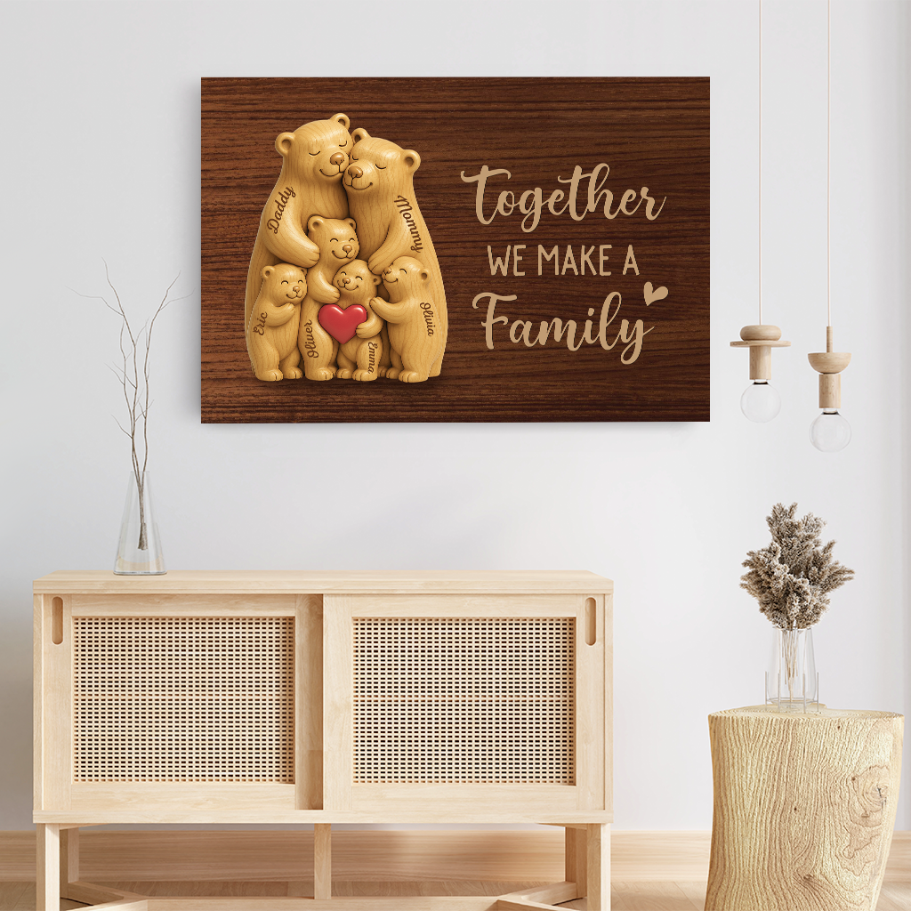 7469CUS3 personalized bear family canvas together we make a family wall art 7469C