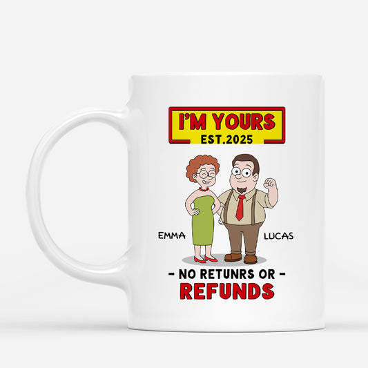 7482MUS1 personalized mugs for couples im yours no returns or refunds 7482M6TWA