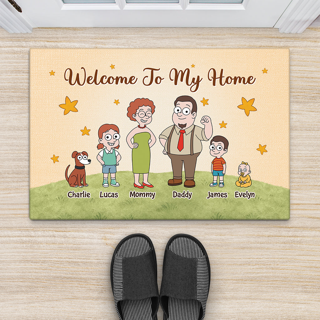 7503DUS2 welcome to our home doormat custom gifts for family with dog and cat 7503DTT5I_9f10cd89 c424 49fa 8765 35baacd18868