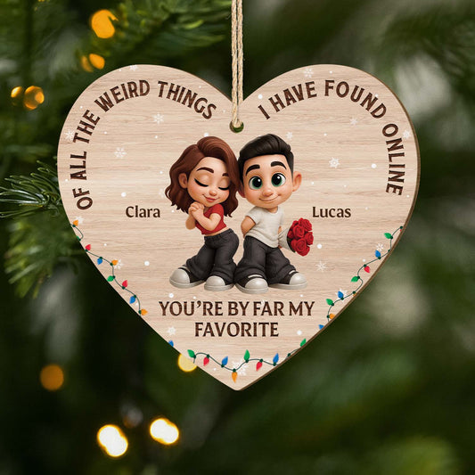 7510OUS1 personalized 1 layered wooden ornaments christmas gifts for couples 7510O