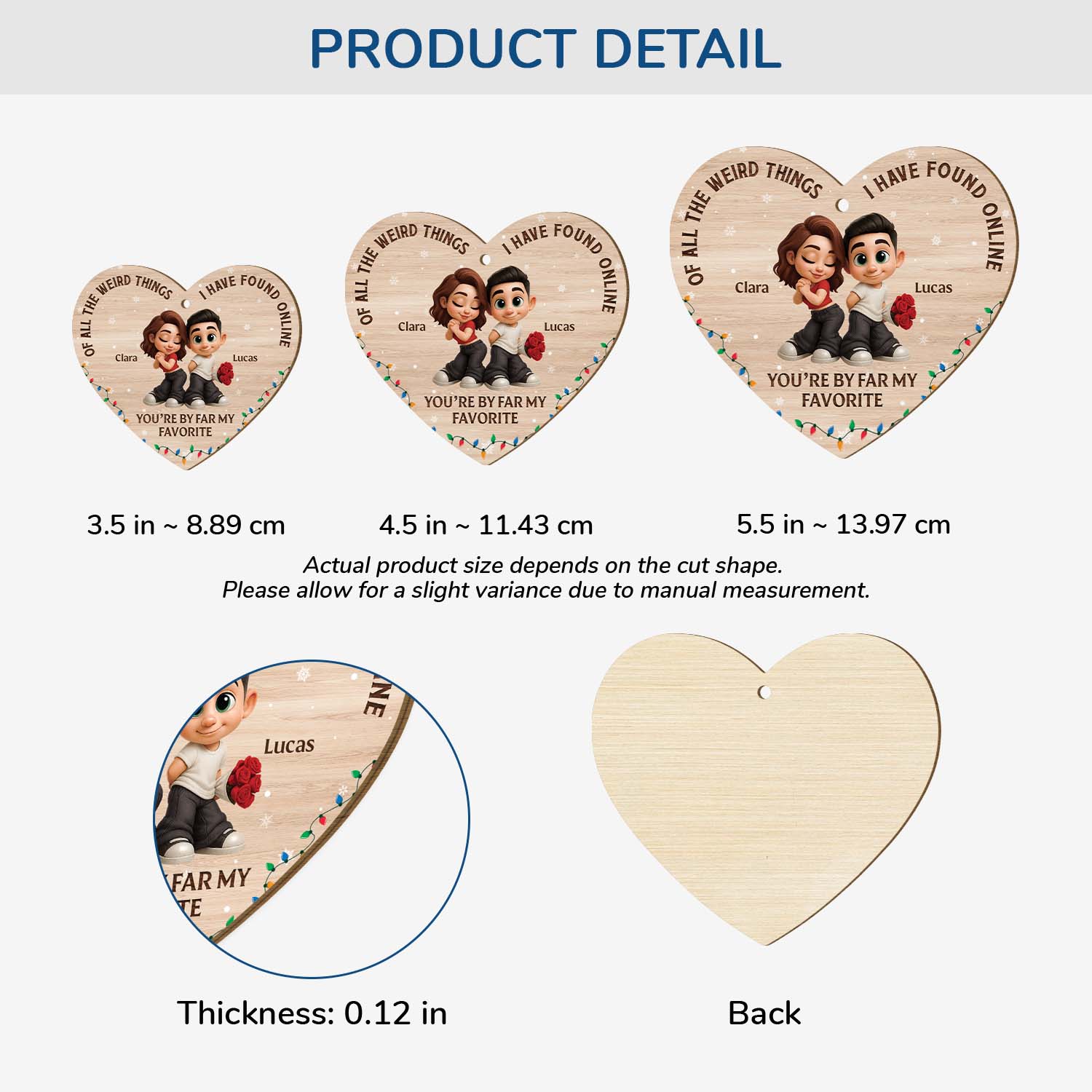 7510OUS3 personalized 1 layered wooden ornaments christmas gifts for couples 7510O