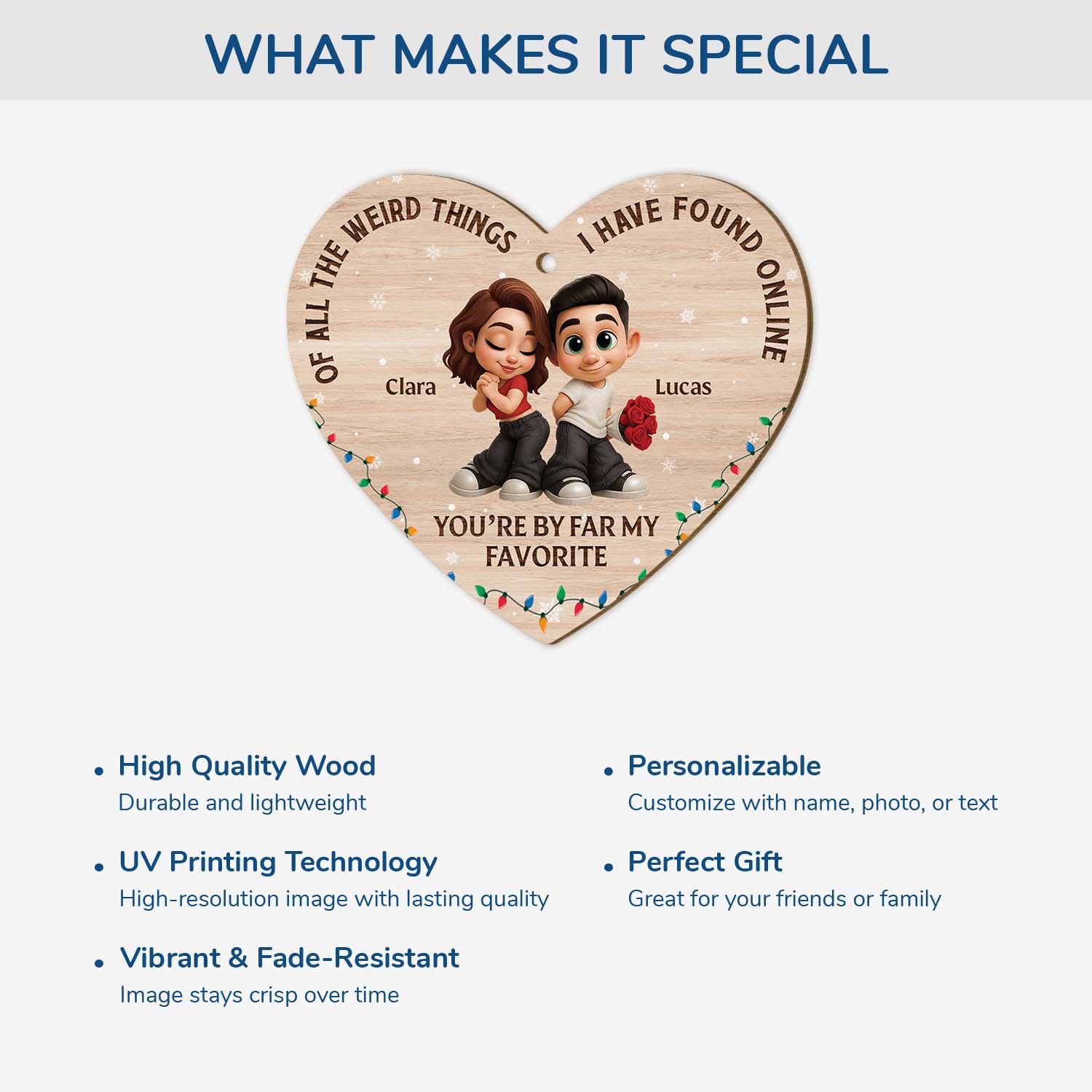 7510OUS4 personalized 1 layered wooden ornaments christmas gifts for couples 7510O