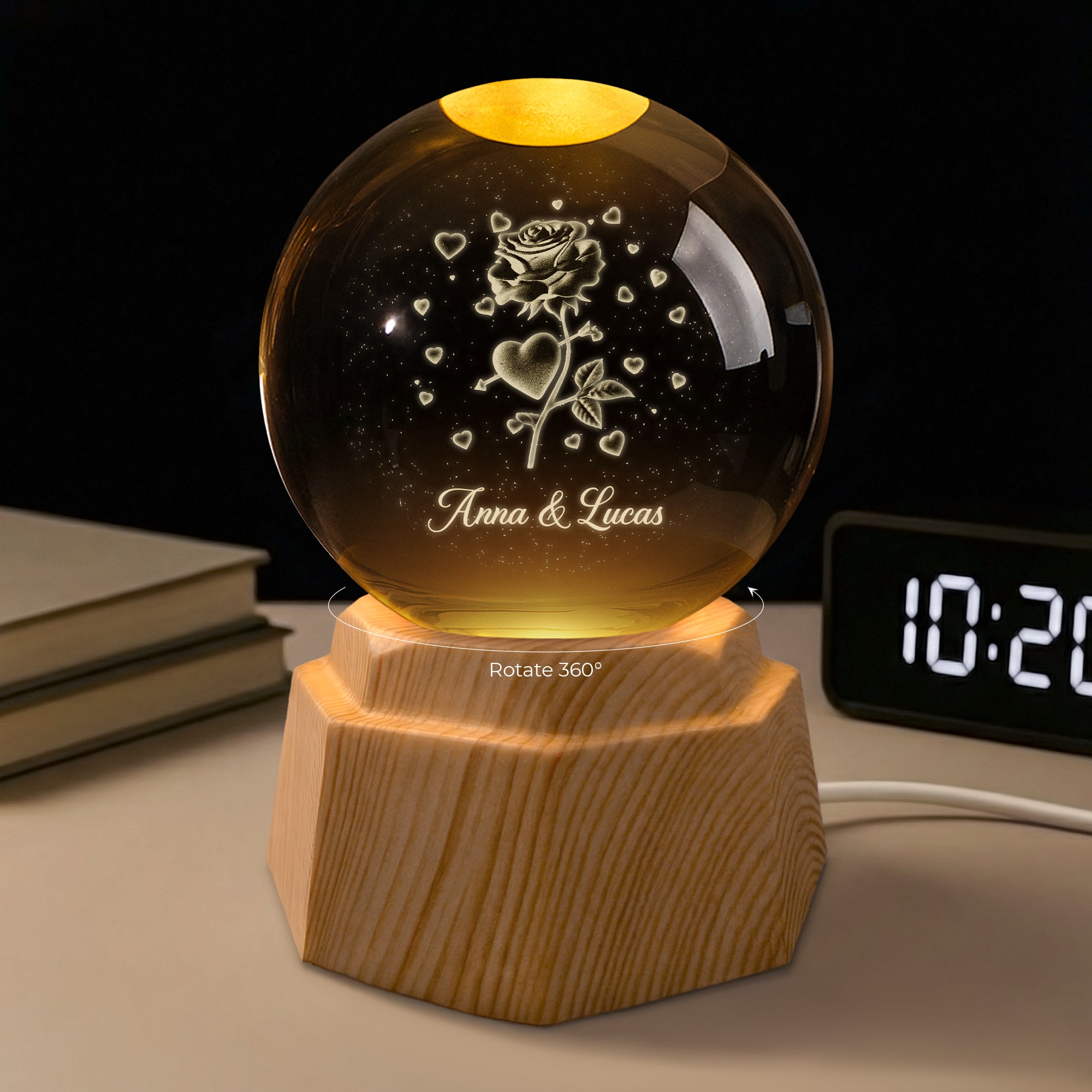 7513LUS1 rose 3d crystal ball lamp personalized gifts for couples 7513L8PZG