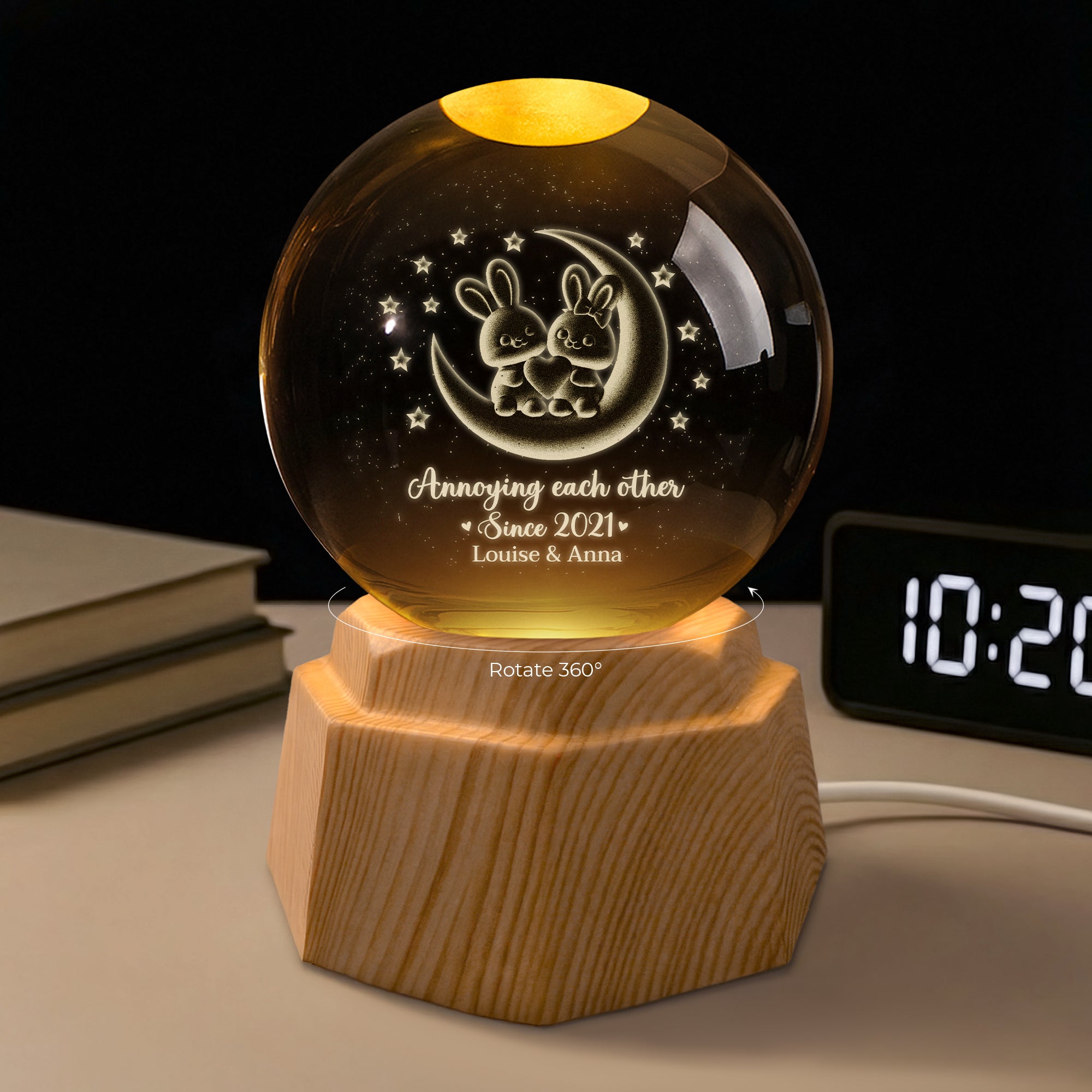 7517LUS2 rabbit 3d crystal ball lamp personalized gifts for a couple 7517L8VCG