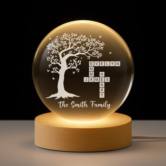 7518LUS1 crossword puzzle art crystal ball lamp custom gifts for family 7518L3QAI