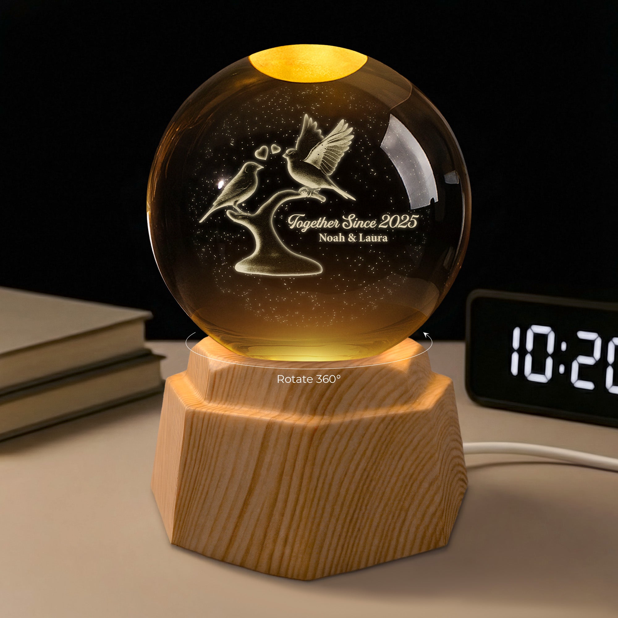 7526LUS2 cardinal 3d crystal ball lamp personalized gifts for couples 7526L