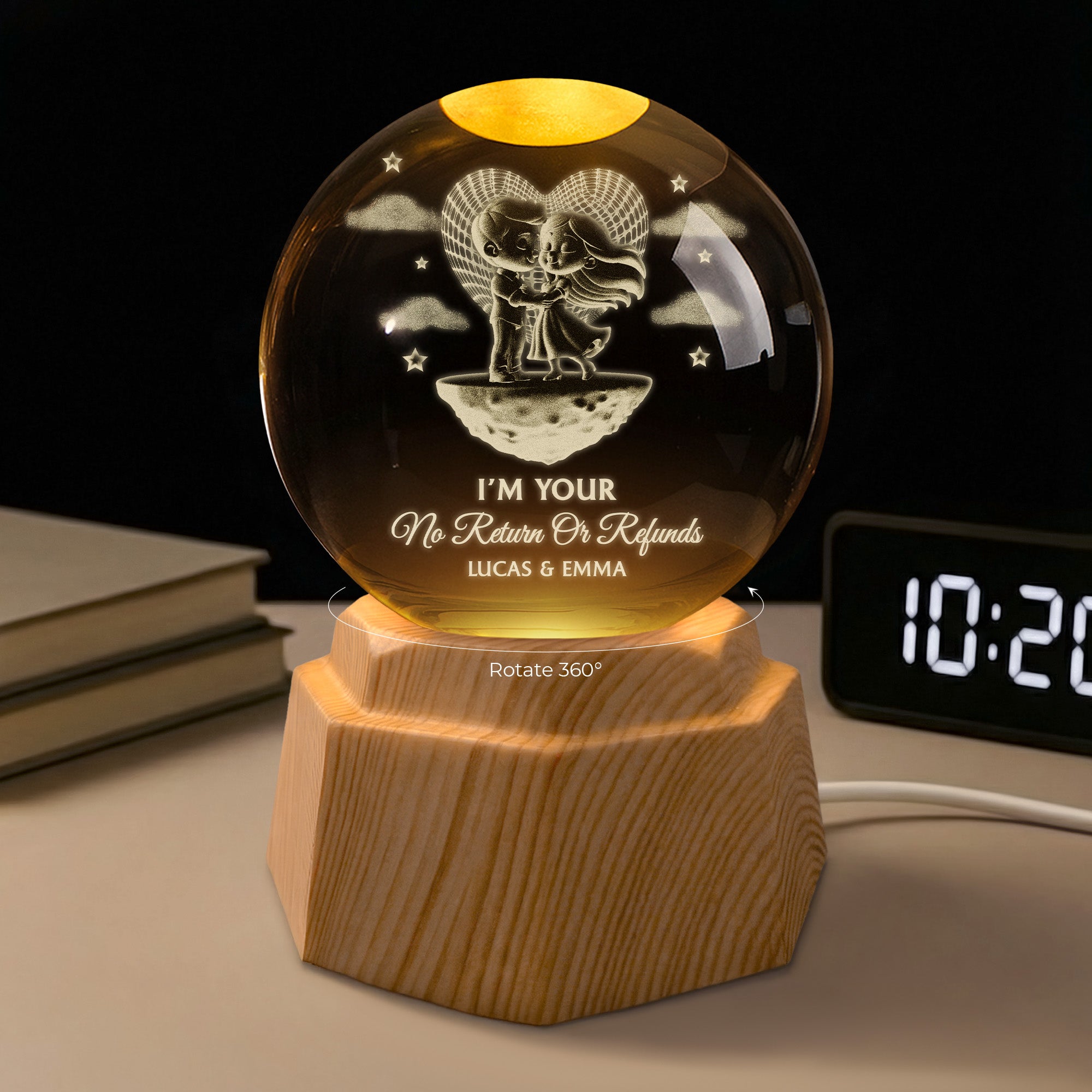 7531LUS1 couple 3d crystal ball lamp funny personalized gifts for couples 7531LTPMG